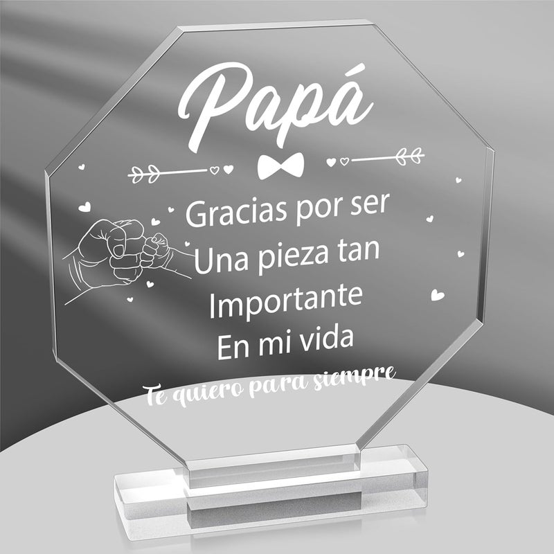 Yopyame Dad Gifts Acrylic Plaque - Regalos para Papá Acrylic Gift Keepsake Paperweight Gifts for Dad in Spanish Christmas Thanksgiving Father's Day Ideas Gifts for Dad Birthday from Son Daughter - Image 1